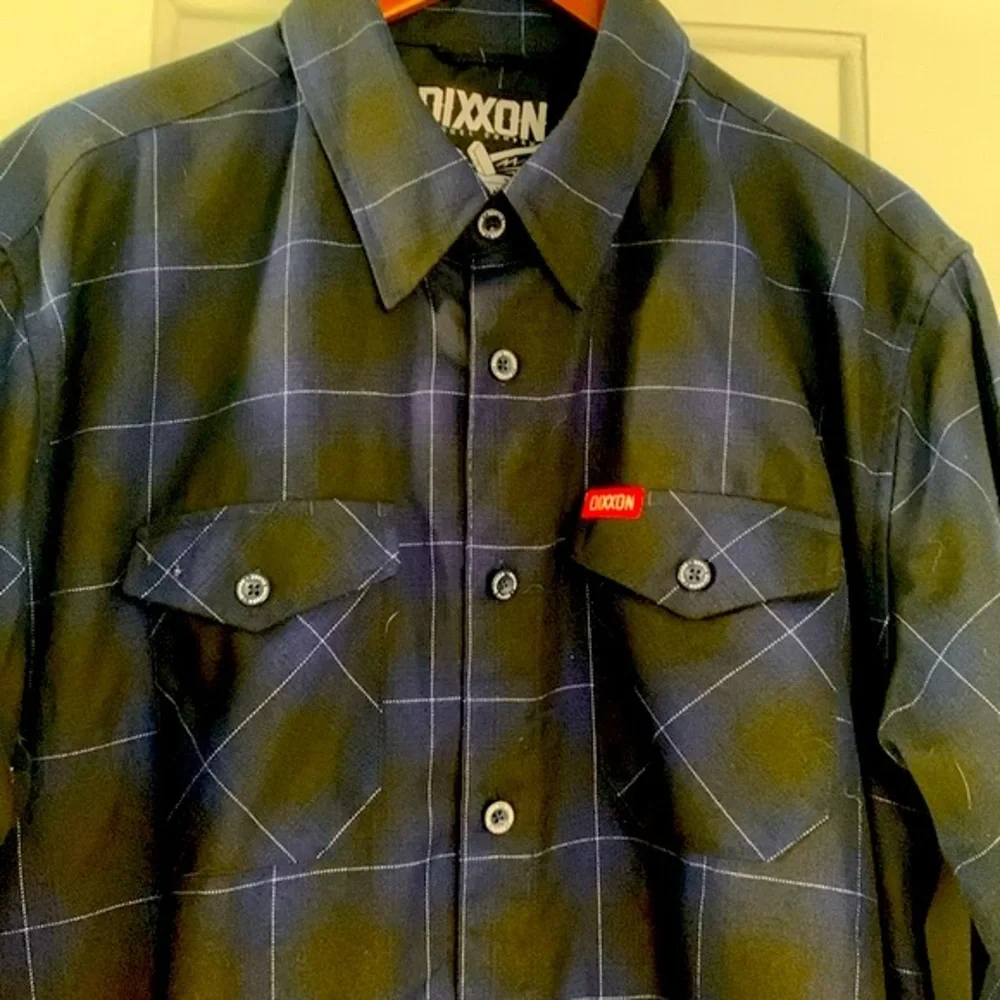 DIXXON Blue and Black Plaid Casual Button Down Shirt - Picture 3 of 10